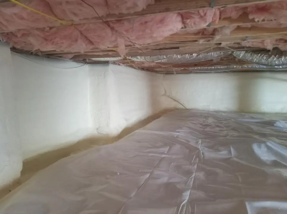 Crawl space encapsulation with closed-cell spray foam for Commercial Roof Restoration in Abingdon